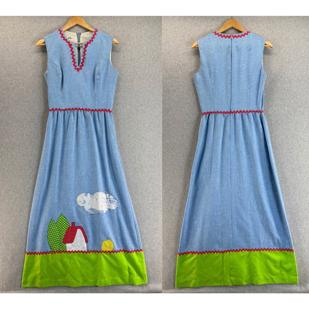 Elfriede Mitch Roberts Applique Maxi Tank Dress Vintage Cottagecore Teacher 16